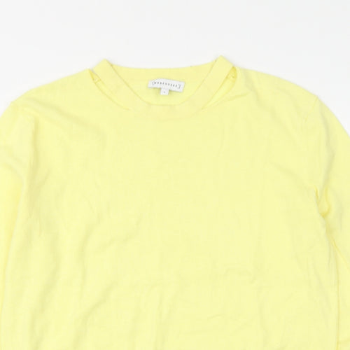 Warehouse Womens Yellow Round Neck Cotton Pullover Jumper Size 6