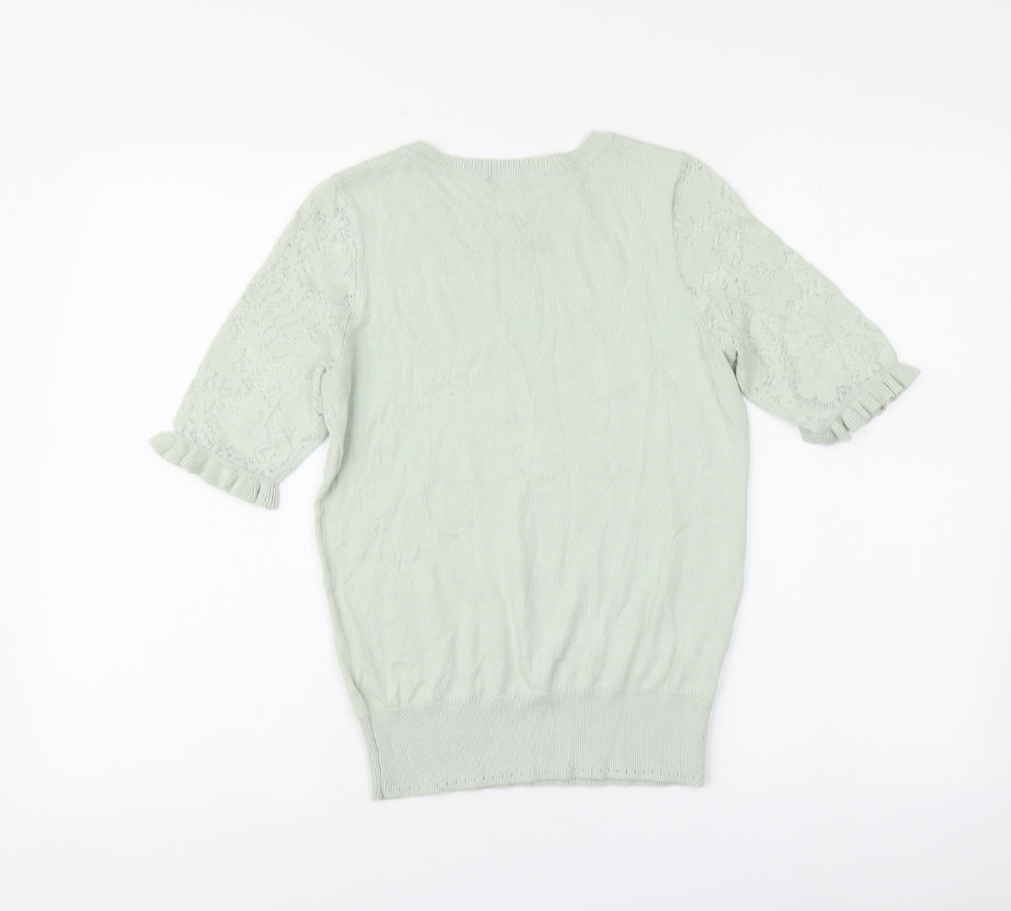 Oasis Womens Green Round Neck Cotton Pullover Jumper Size XS