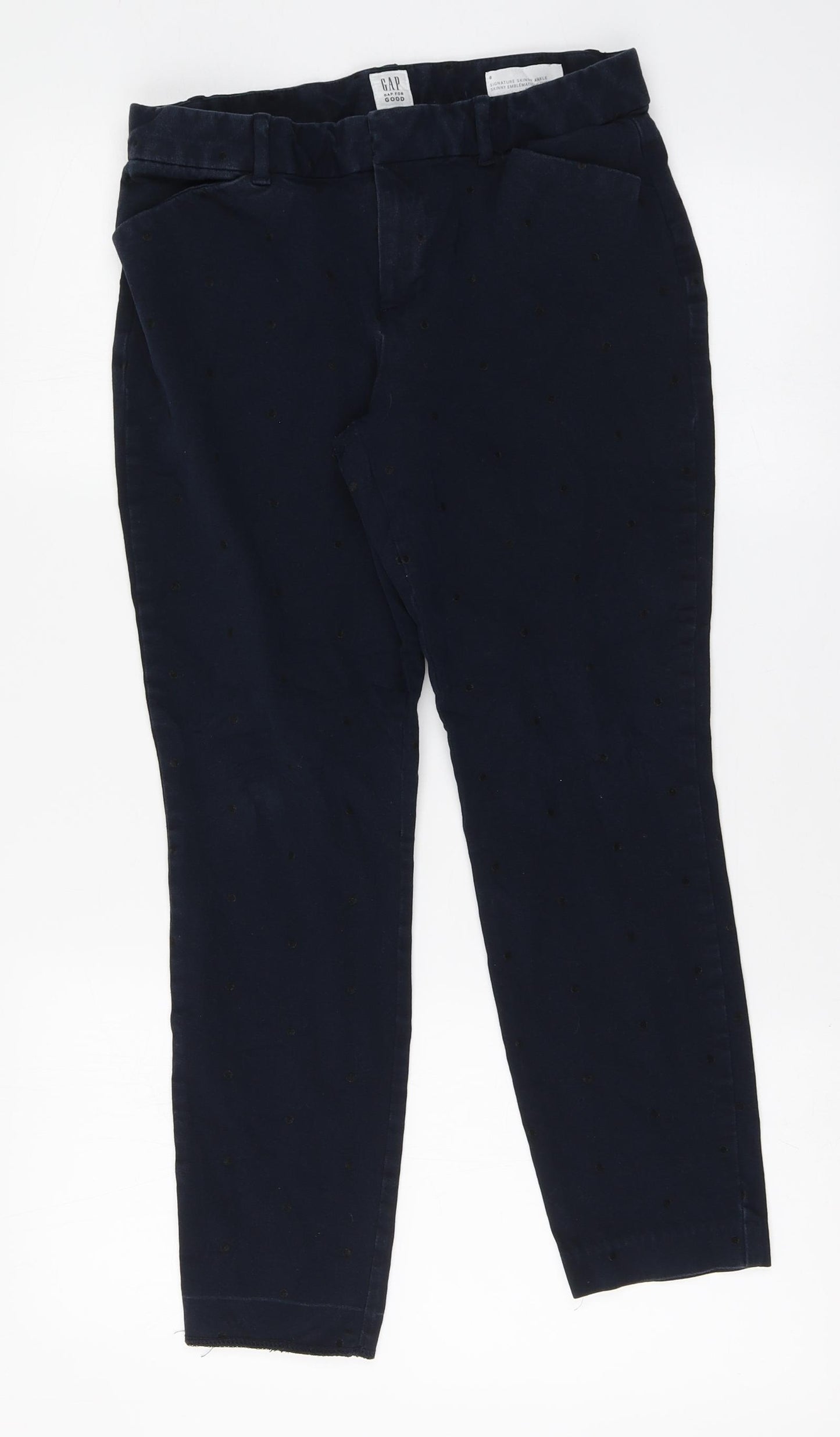 Gap Womens Blue Polka Dot Cotton Chino Trousers Size 8 L26 in Regular