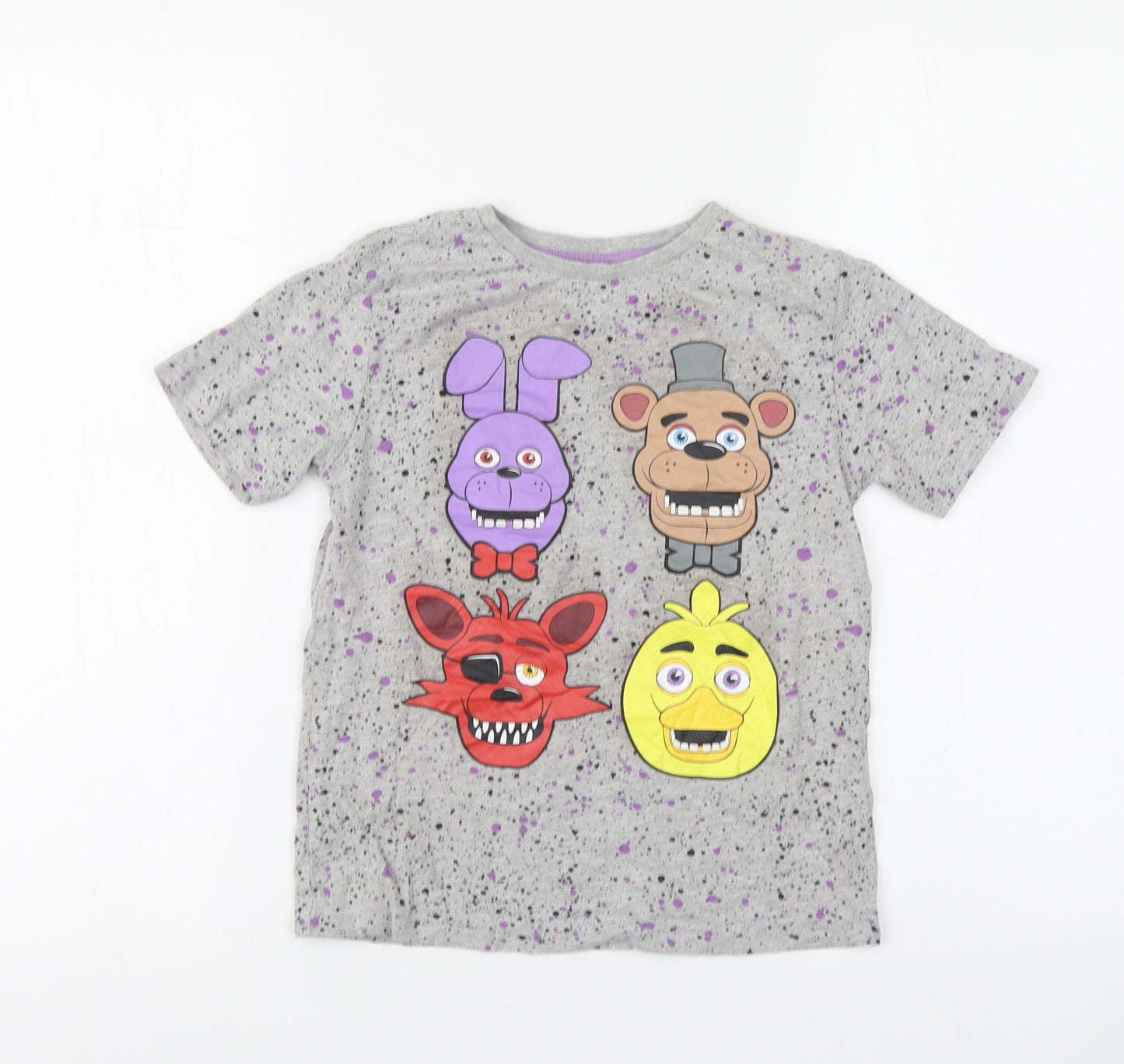 Character Boys Grey Polka Dot Cotton Basic T-Shirt Size 7 Years Round Neck