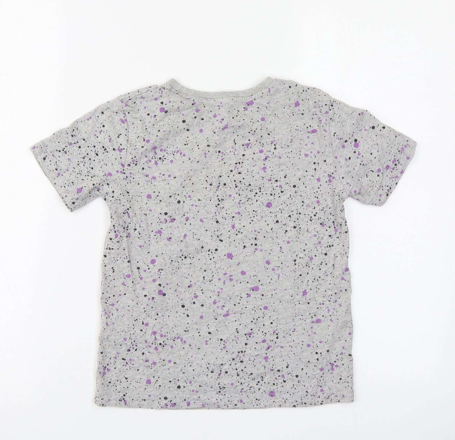 Character Boys Grey Polka Dot Cotton Basic T-Shirt Size 7 Years Round Neck