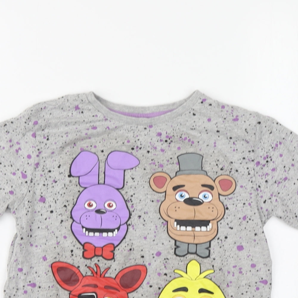 Character Boys Grey Polka Dot Cotton Basic T-Shirt Size 7 Years Round Neck