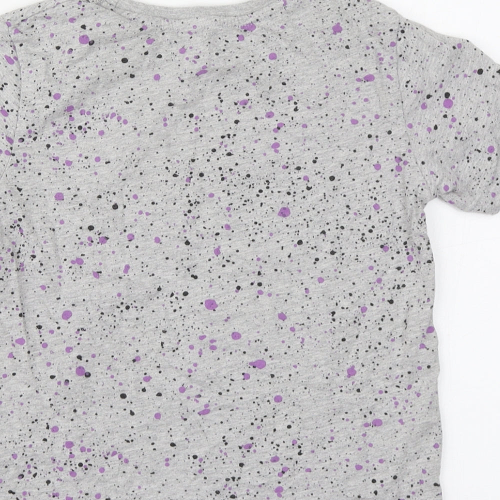 Character Boys Grey Polka Dot Cotton Basic T-Shirt Size 7 Years Round Neck