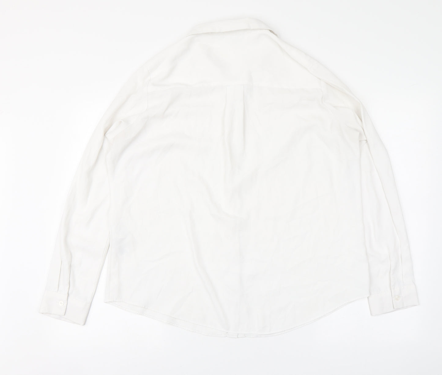 New Look Womens White Polyester Basic Button-Up Size 16 Collared