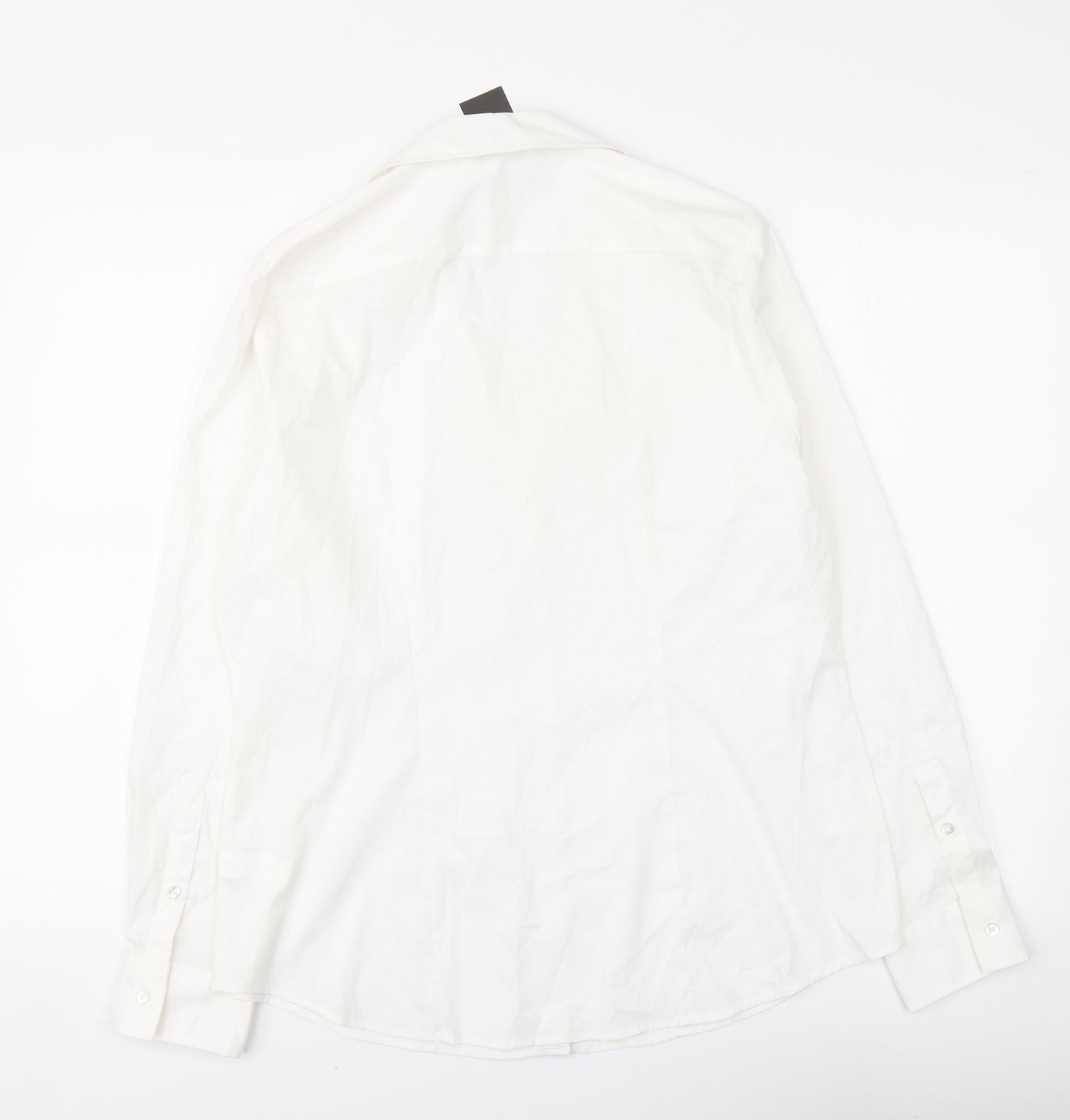 George Womens White Polyester Basic Button-Up Size 14 Collared