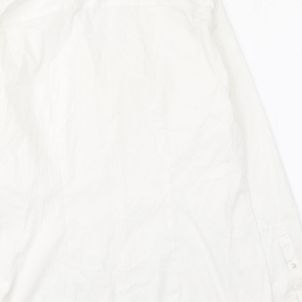 George Womens White Polyester Basic Button-Up Size 14 Collared