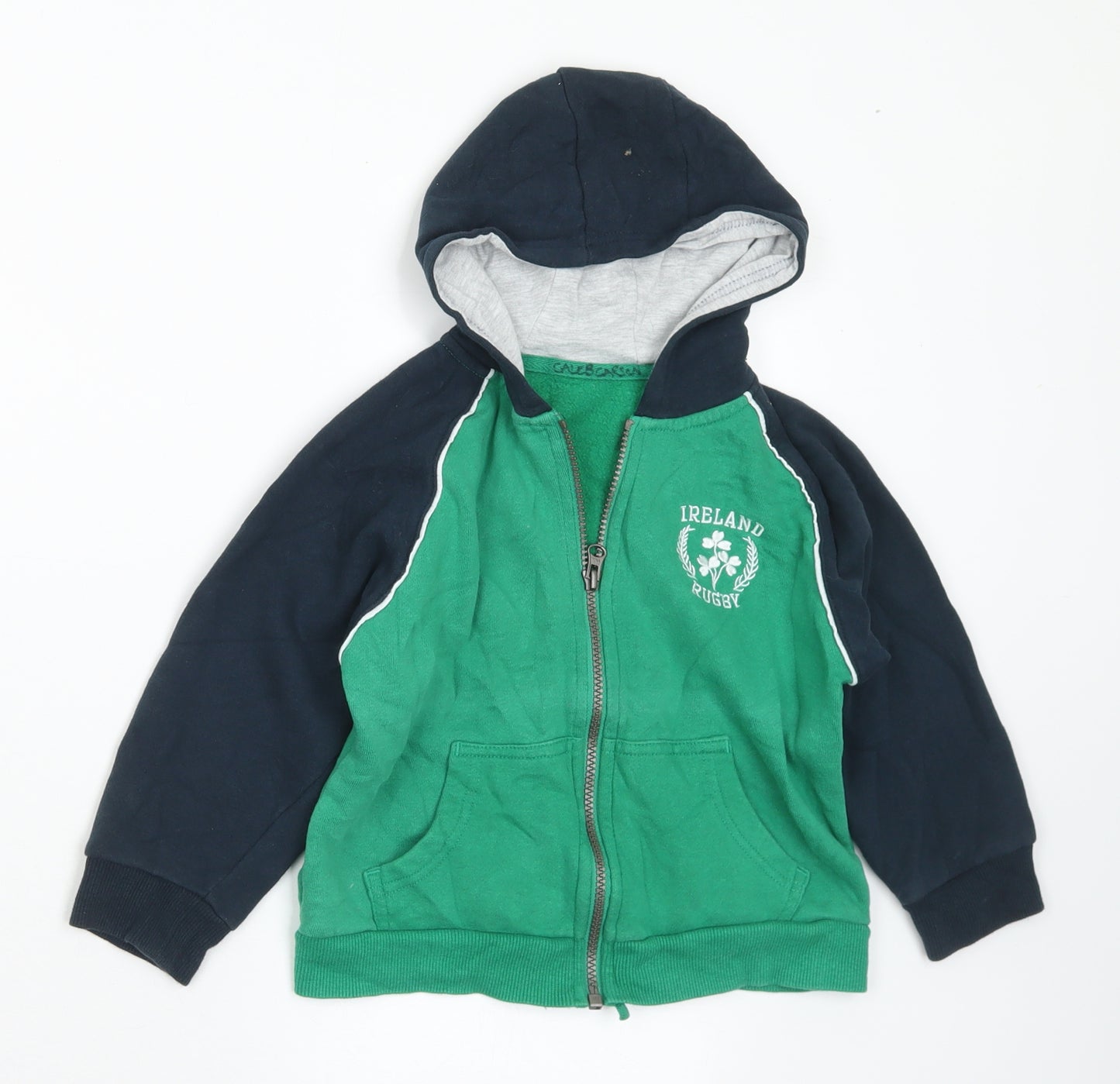 Dunnes Stores Boys Green Cotton Full Zip Hoodie Size 4-5 Years Zip - Irish Rugby