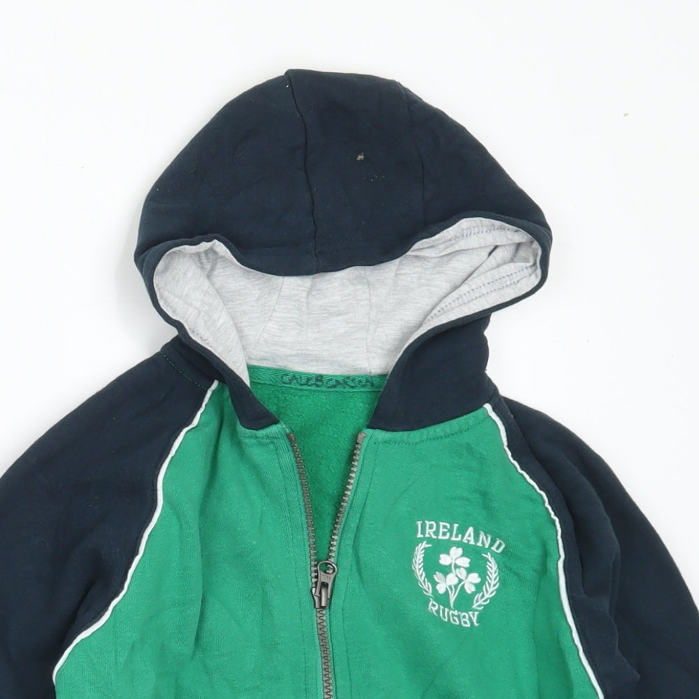 Dunnes Stores Boys Green Cotton Full Zip Hoodie Size 4-5 Years Zip - Irish Rugby