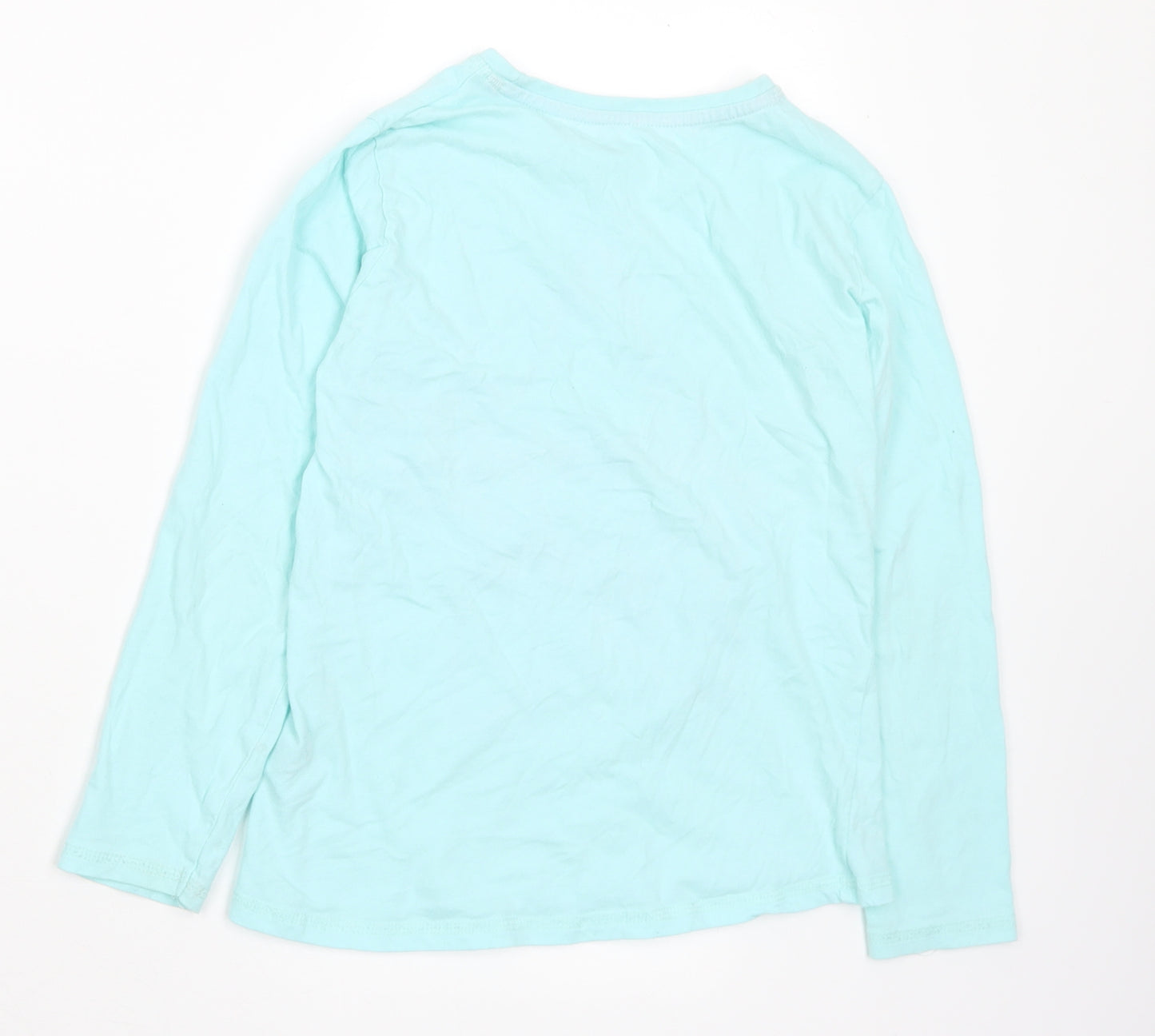 Dunnes Stores Girls Blue Cotton Basic T-Shirt Size 9-10 Years Crew Neck - Shine Bright