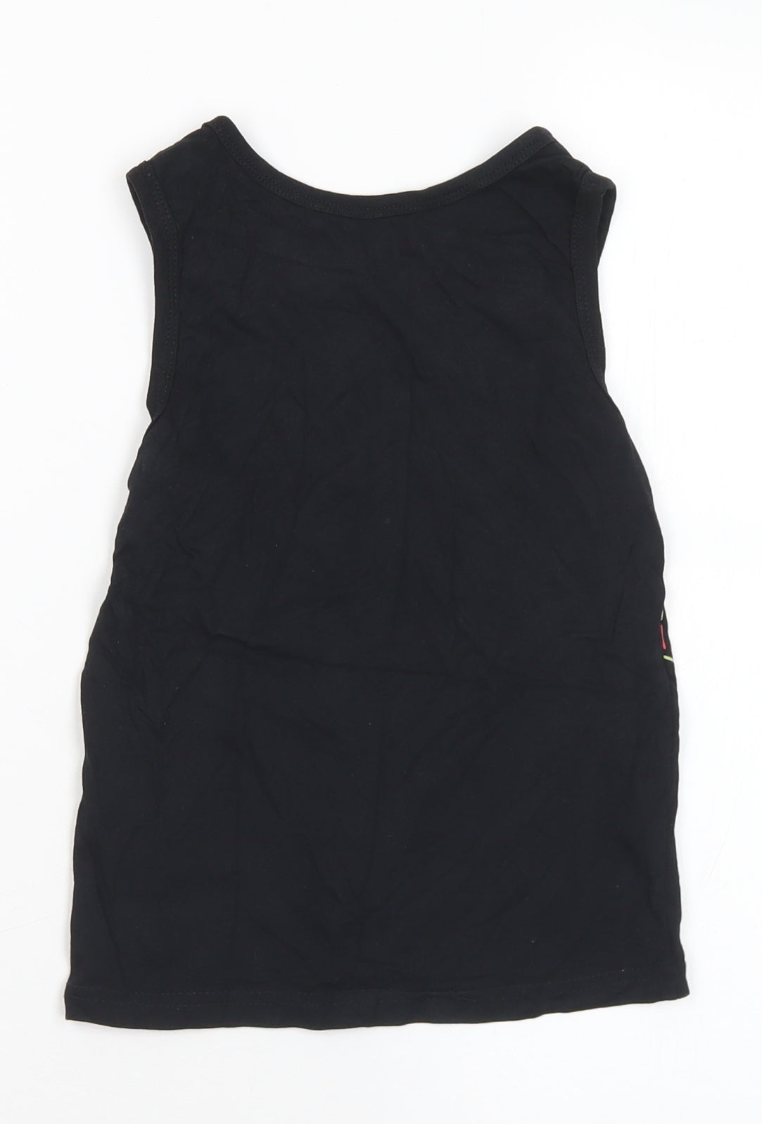 Primark Boys Black Cotton Basic Tank Size 5-6 Years Round Neck - Dinosaur