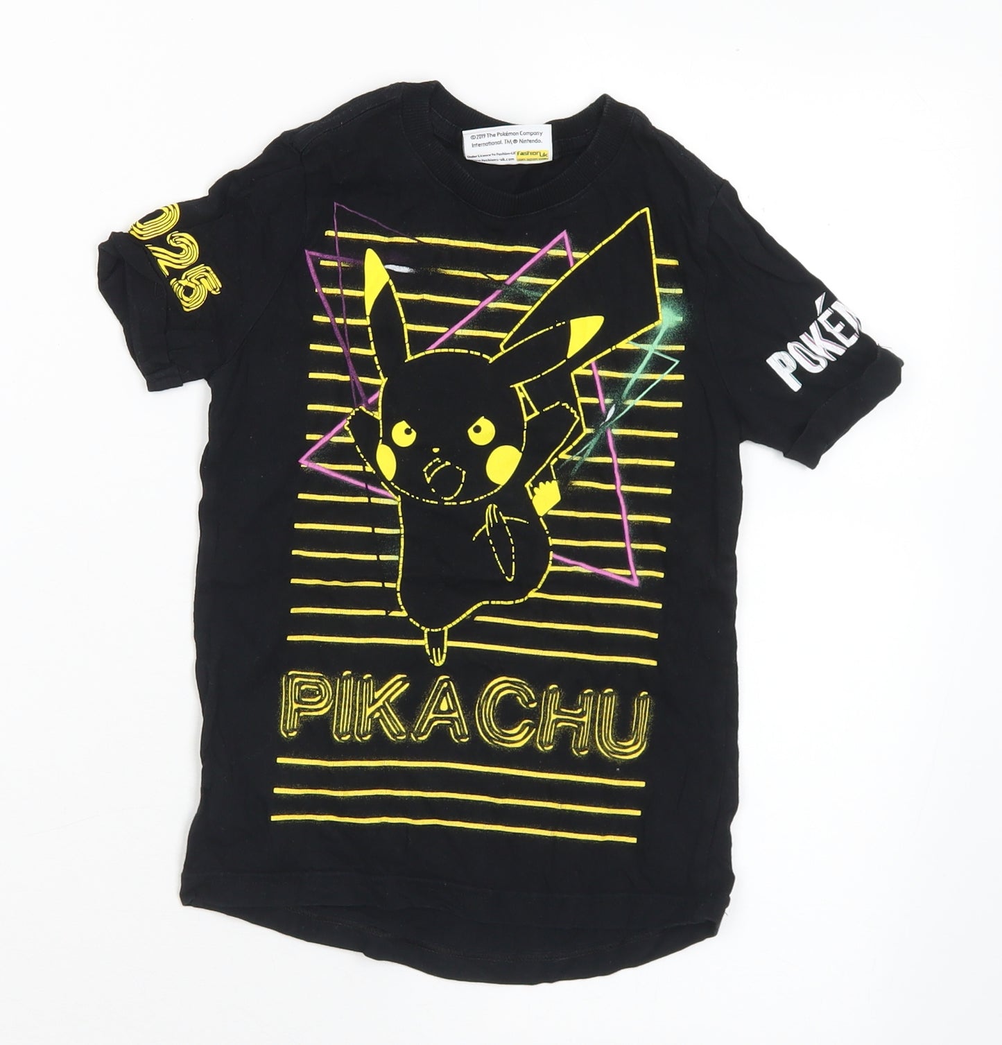 Pokemon Boys Black Cotton Basic T-Shirt Size 4-5 Years Crew Neck - Pokemon