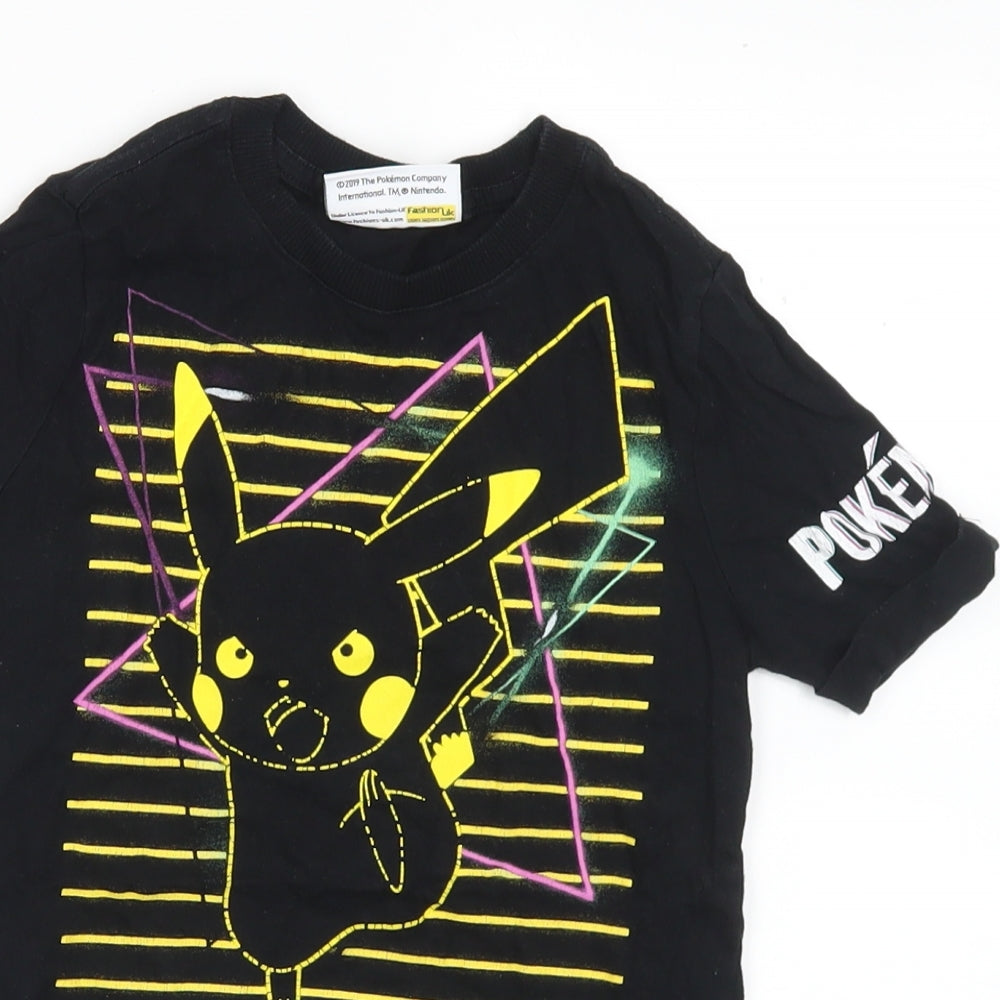Pokemon Boys Black Cotton Basic T-Shirt Size 4-5 Years Crew Neck - Pokemon