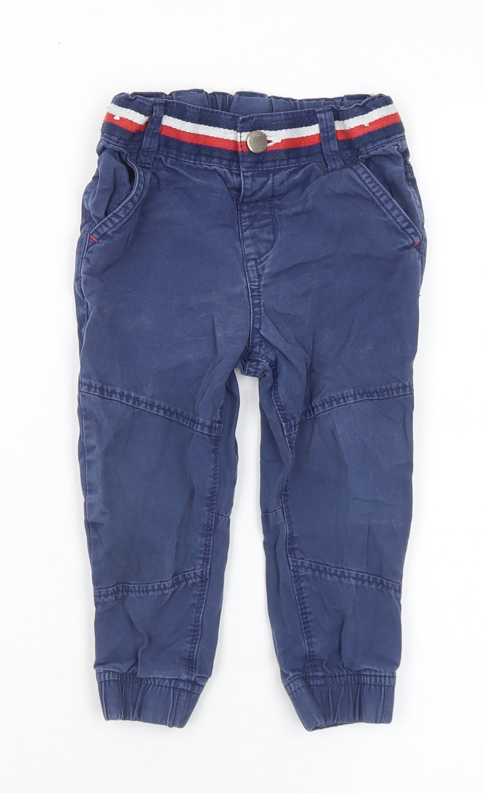 TU Boys Blue Cotton Cargo Trousers Size 18-24 Months