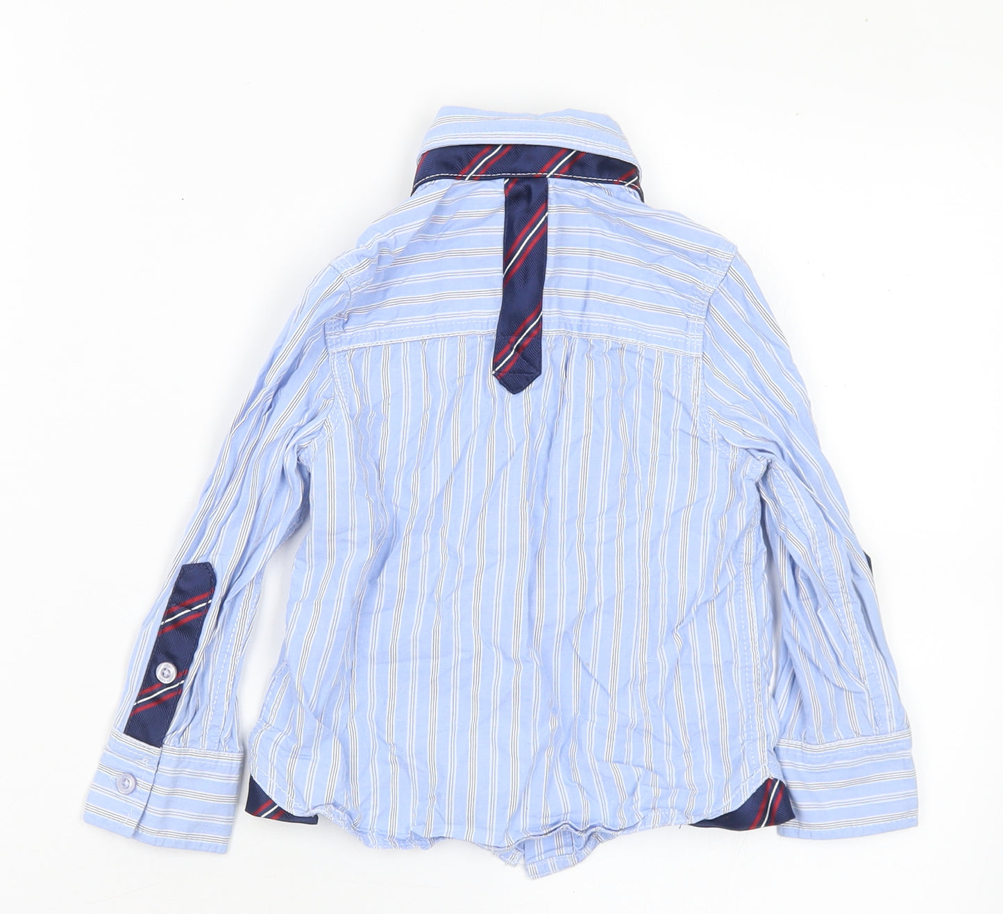 NEXT Boys Blue Striped Cotton Basic Button-Up Size 3 Years Collared Button