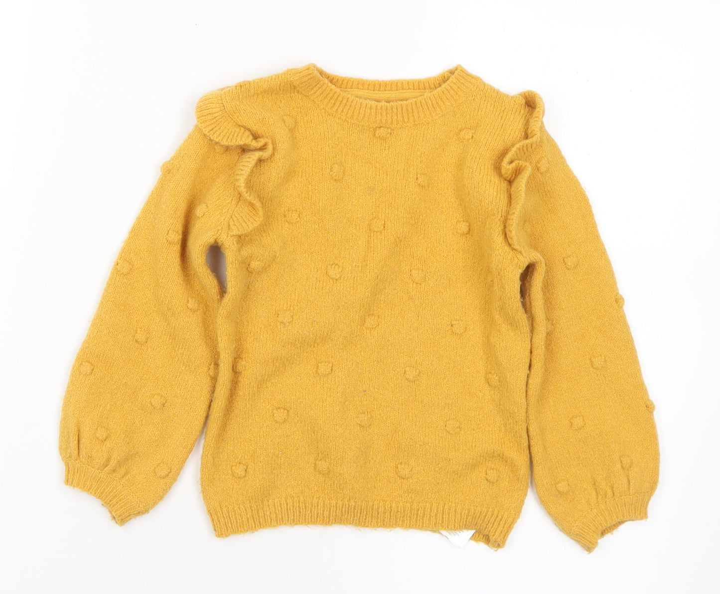 Primark Girls Yellow Acrylic Pullover Jumper Size 18-24 Months