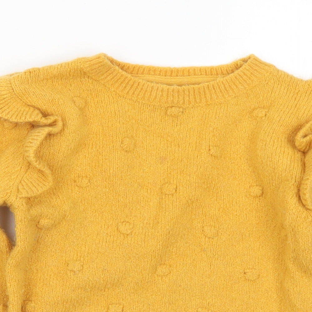 Primark Girls Yellow Acrylic Pullover Jumper Size 18-24 Months