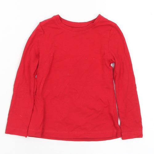 Dunnes Stores Girls Red Cotton Basic T-Shirt Size 2-3 Years Round Neck