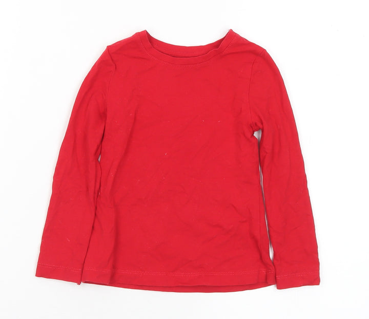 Dunnes Stores Girls Red Cotton Basic T-Shirt Size 2-3 Years Round Neck