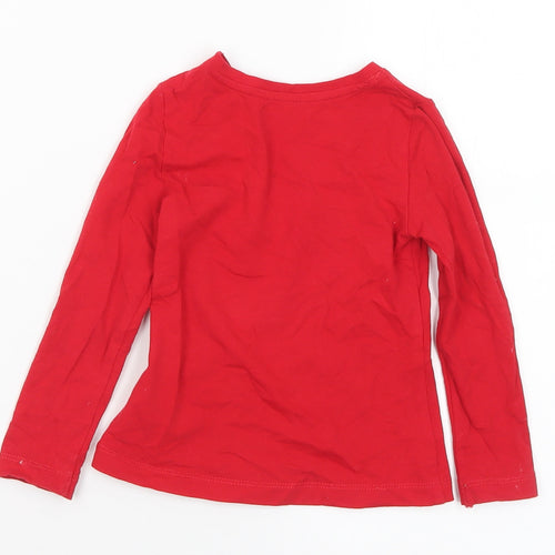 Dunnes Stores Girls Red Cotton Basic T-Shirt Size 2-3 Years Round Neck