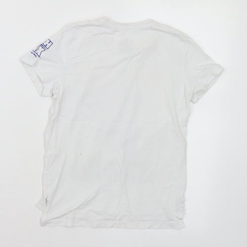 Primark Boys White Cotton Basic T-Shirt Size 5-6 Years Crew Neck - Football