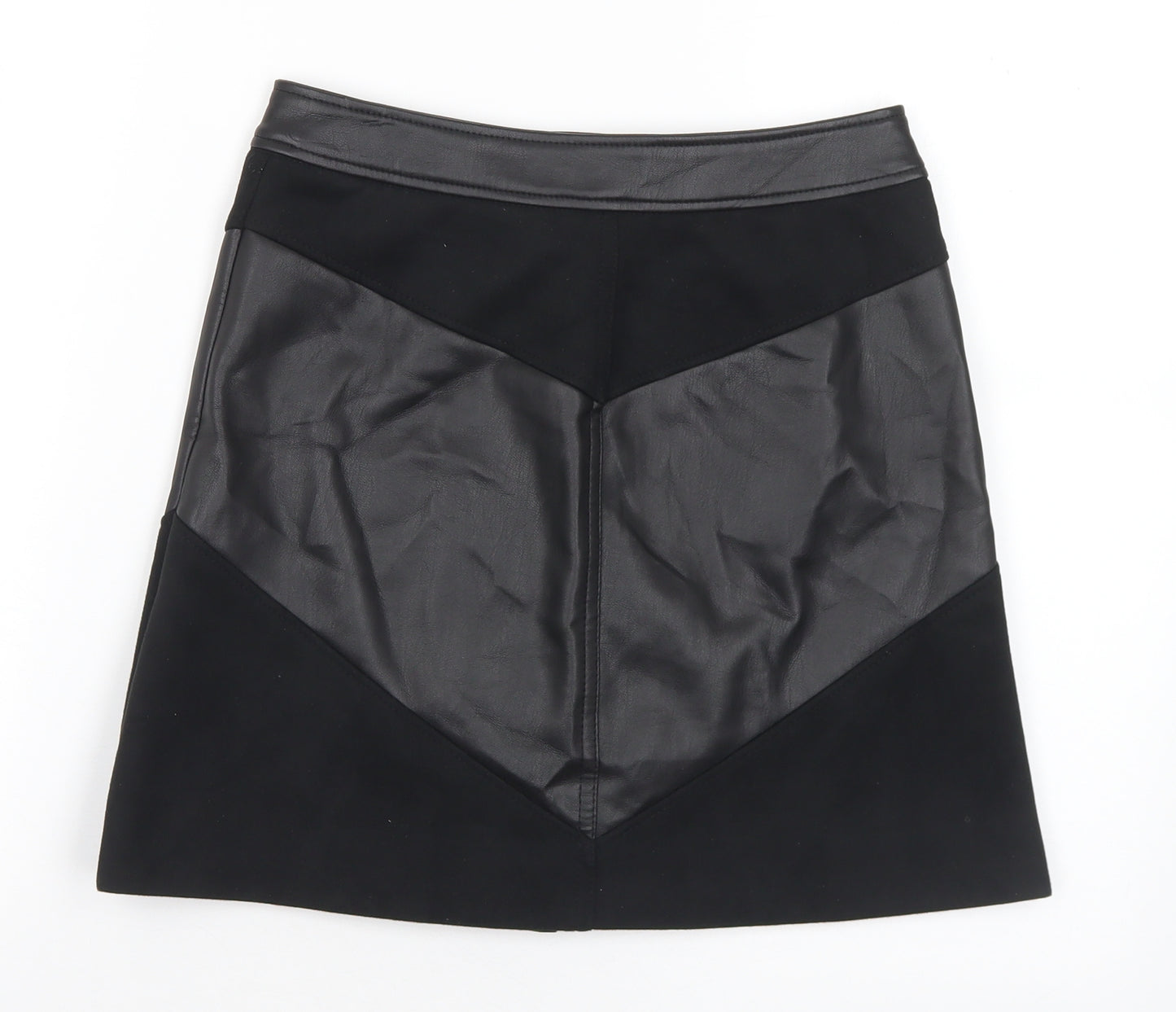 Marks and Spencer Womens Black Polyester A-Line Skirt Size 6 Button