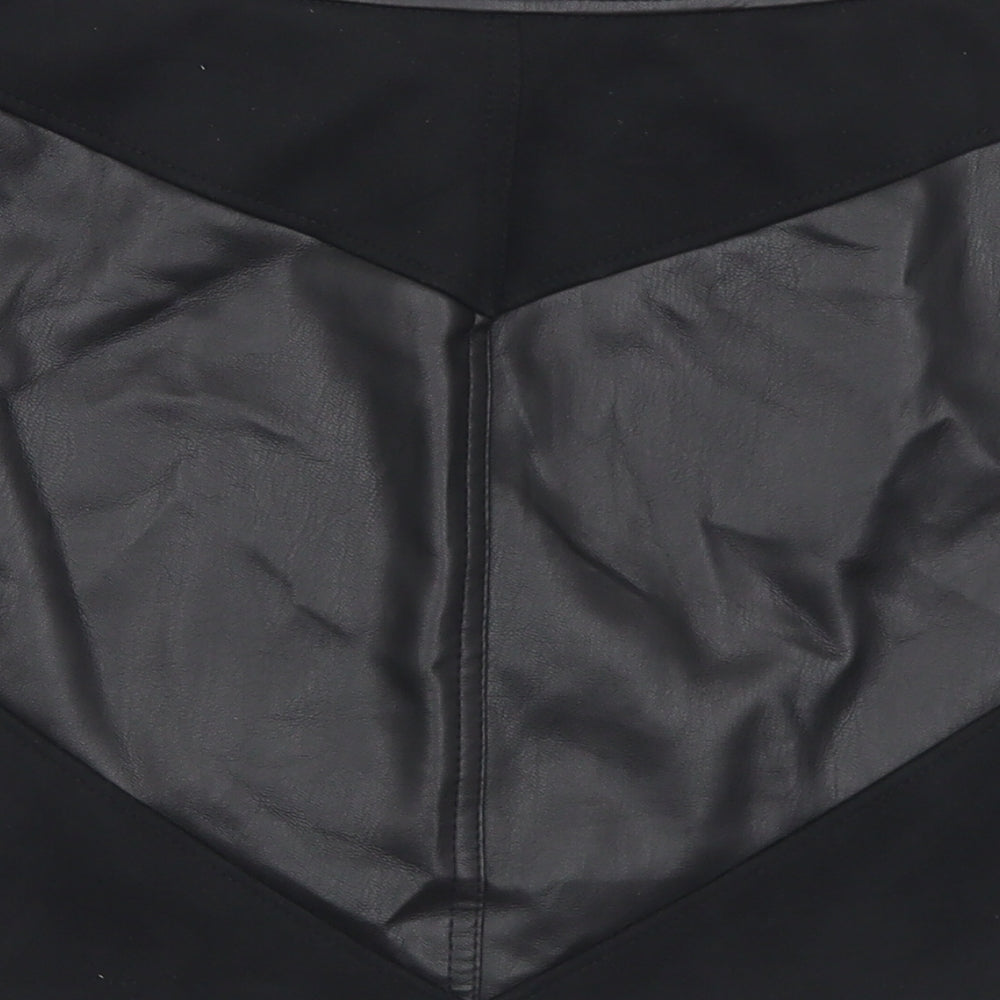 Marks and Spencer Womens Black Polyester A-Line Skirt Size 6 Button