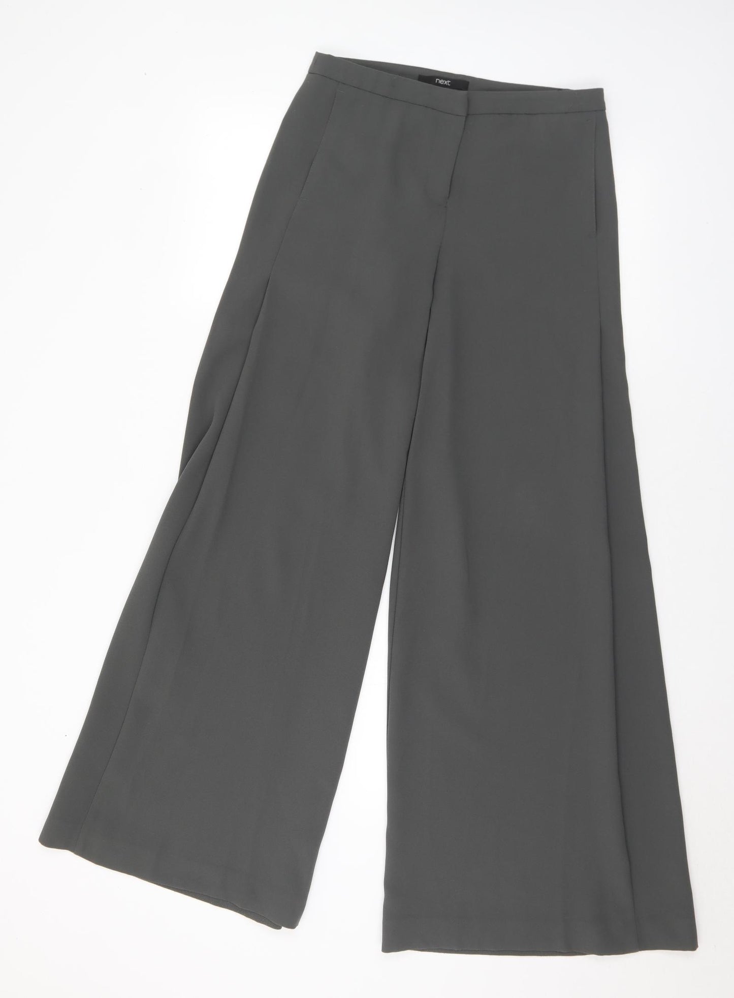 NEXT Womens Grey Polyester Trousers Size 6 L31 in Regular Hook & Eye
