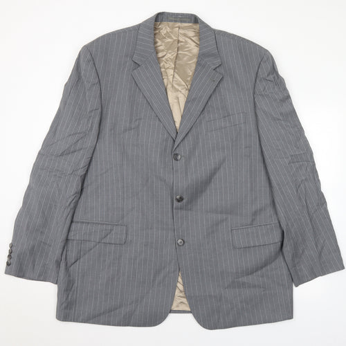 Digel Mens Grey Striped Wool Jacket Suit Jacket Size 48
