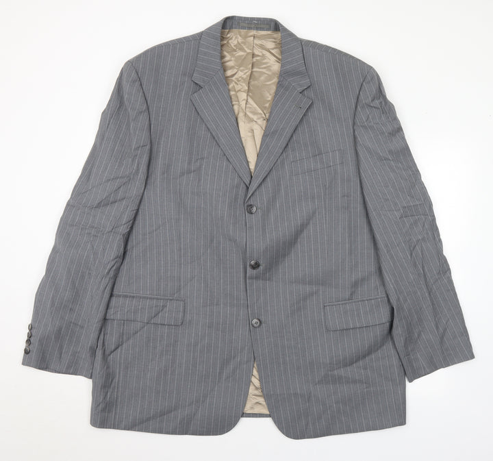 Digel Mens Grey Striped Wool Jacket Suit Jacket Size 48