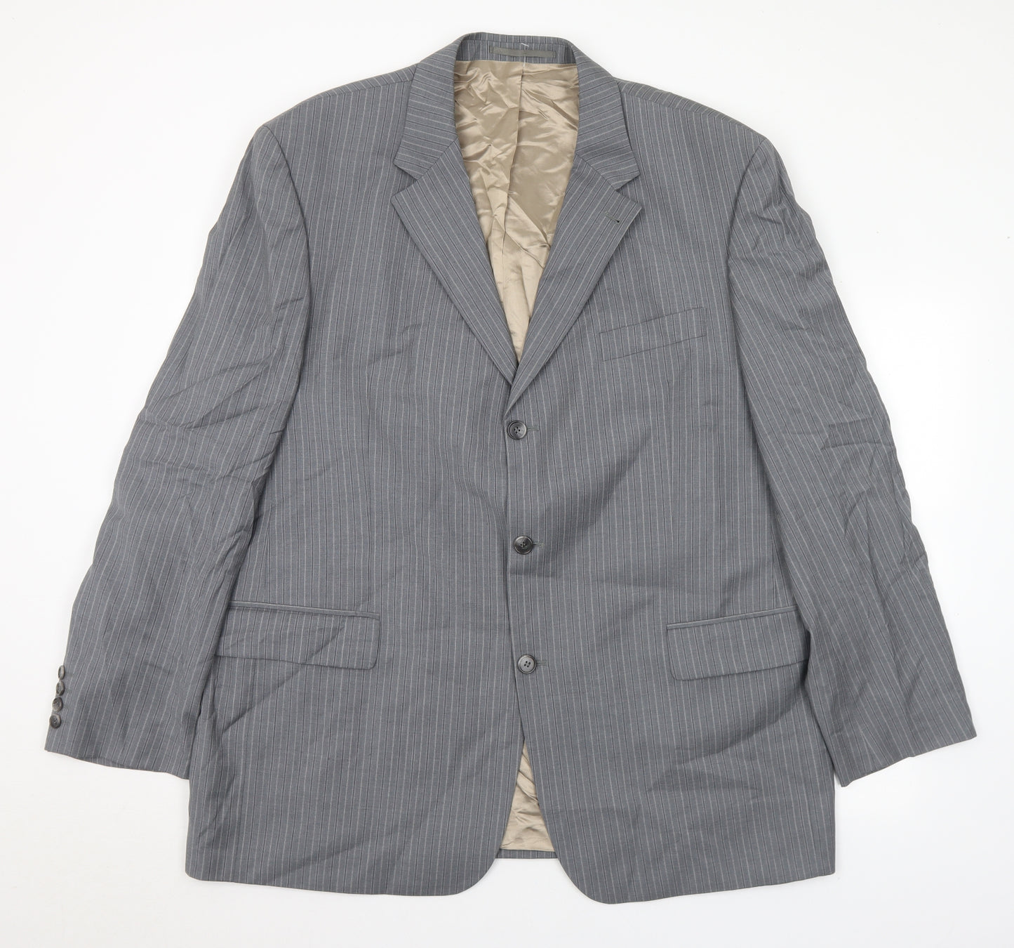 Digel Mens Grey Striped Wool Jacket Suit Jacket Size 48