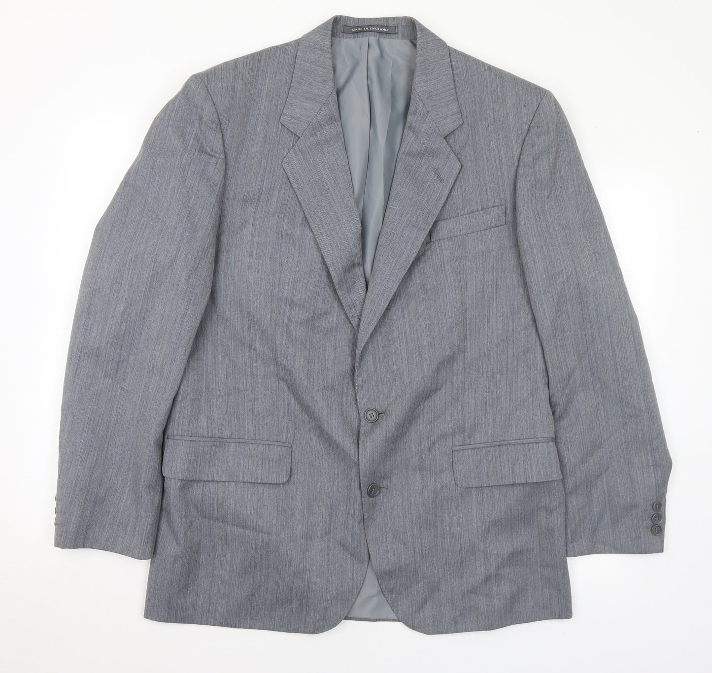 Pinstripe Mens Grey Polyester Jacket Suit Jacket Size 42