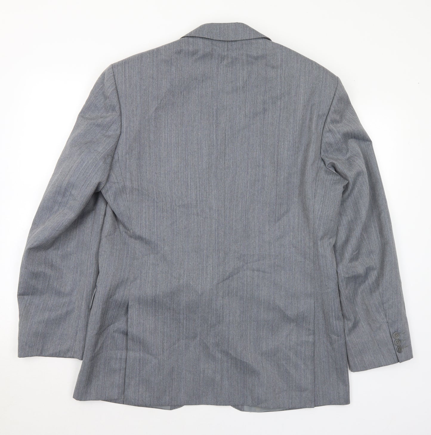 Pinstripe Mens Grey Polyester Jacket Suit Jacket Size 42