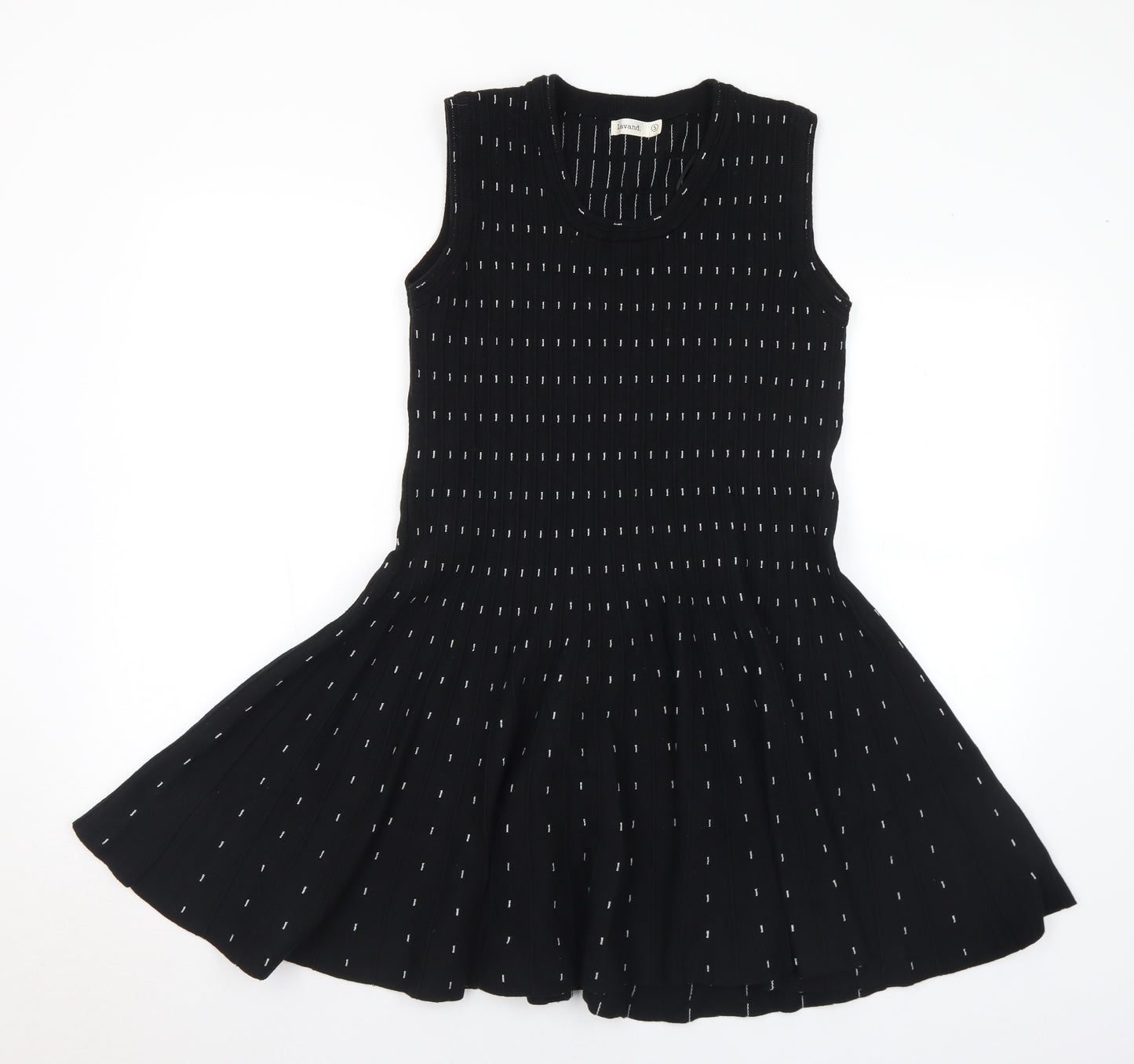 Lavand Womens Black Geometric Acrylic Jumper Dress Size S Scoop Neck