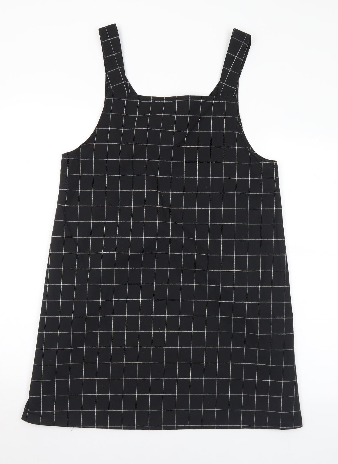 SheIn Womens Black Check Polyester A-Line Size M V-Neck