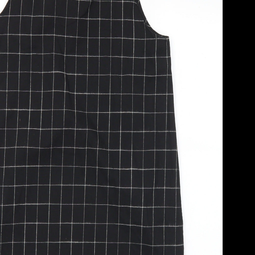 SheIn Womens Black Check Polyester A-Line Size M V-Neck