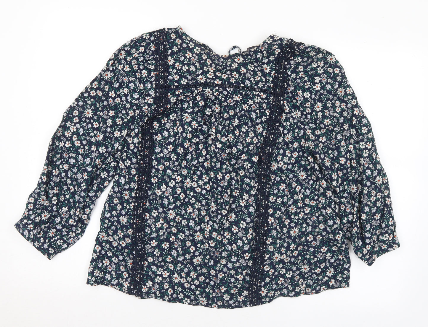 Marks and Spencer Womens Multicoloured Floral Viscose Basic Blouse Size 10 Round Neck