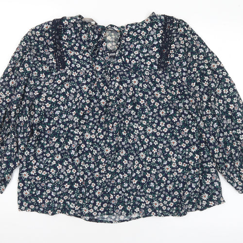 Marks and Spencer Womens Multicoloured Floral Viscose Basic Blouse Size 10 Round Neck