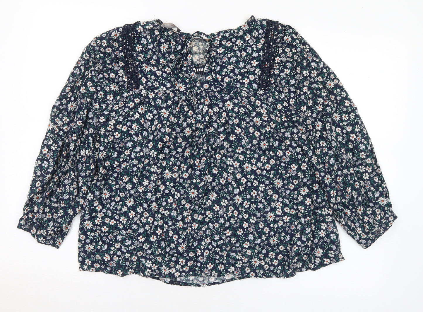 Marks and Spencer Womens Multicoloured Floral Viscose Basic Blouse Size 10 Round Neck