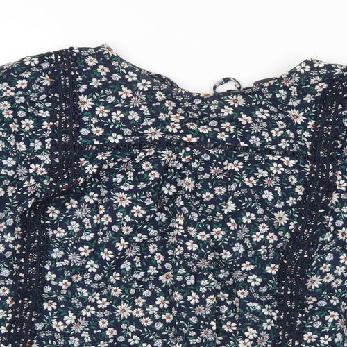 Marks and Spencer Womens Multicoloured Floral Viscose Basic Blouse Size 10 Round Neck
