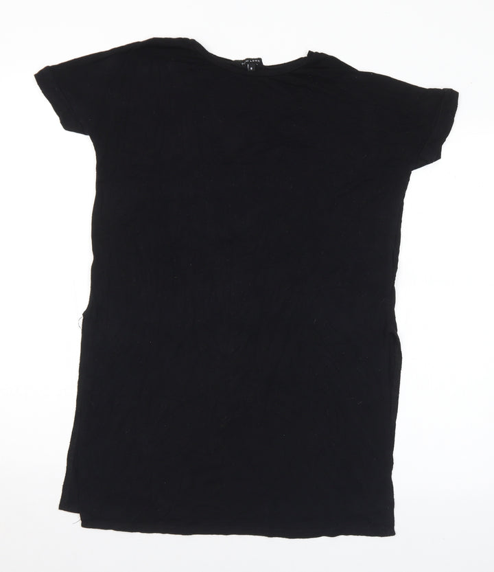 New Look Womens Black Viscose Basic T-Shirt Size 8 Round Neck