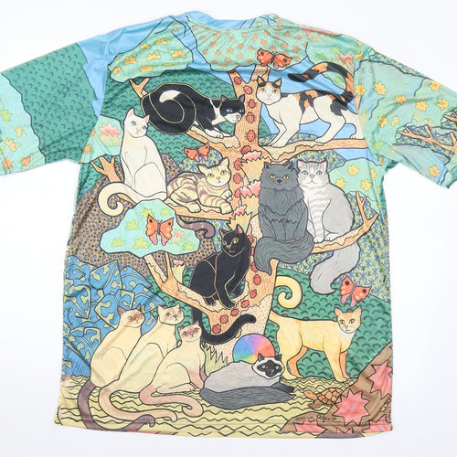 Preworn Mens Multicoloured Polyester T-Shirt Size 3XL Round Neck