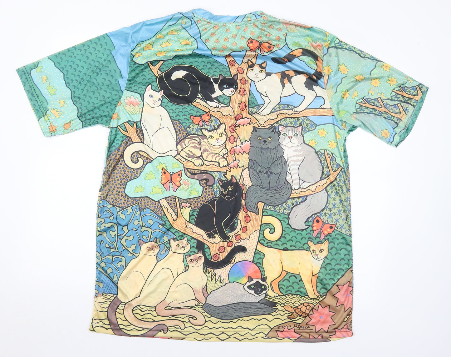Preworn Mens Multicoloured Polyester T-Shirt Size 3XL Round Neck
