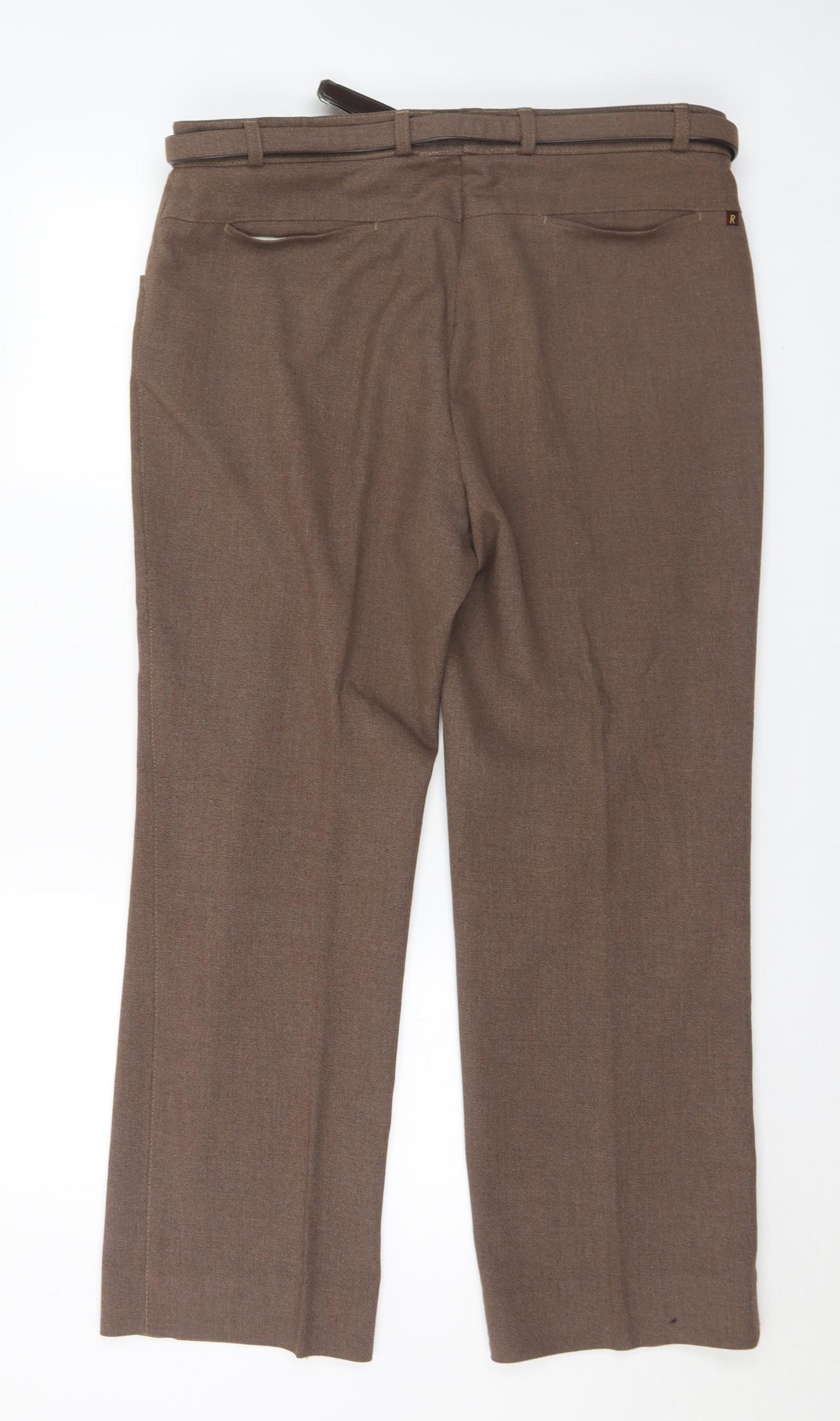 BHS Mens Brown Polyester Trousers Size 38 in L29 in Regular