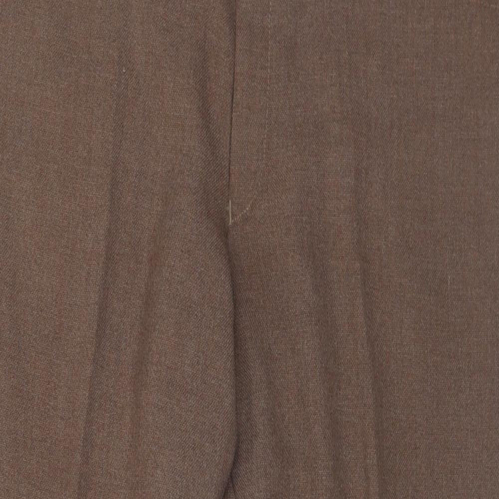 BHS Mens Brown Polyester Trousers Size 38 in L29 in Regular