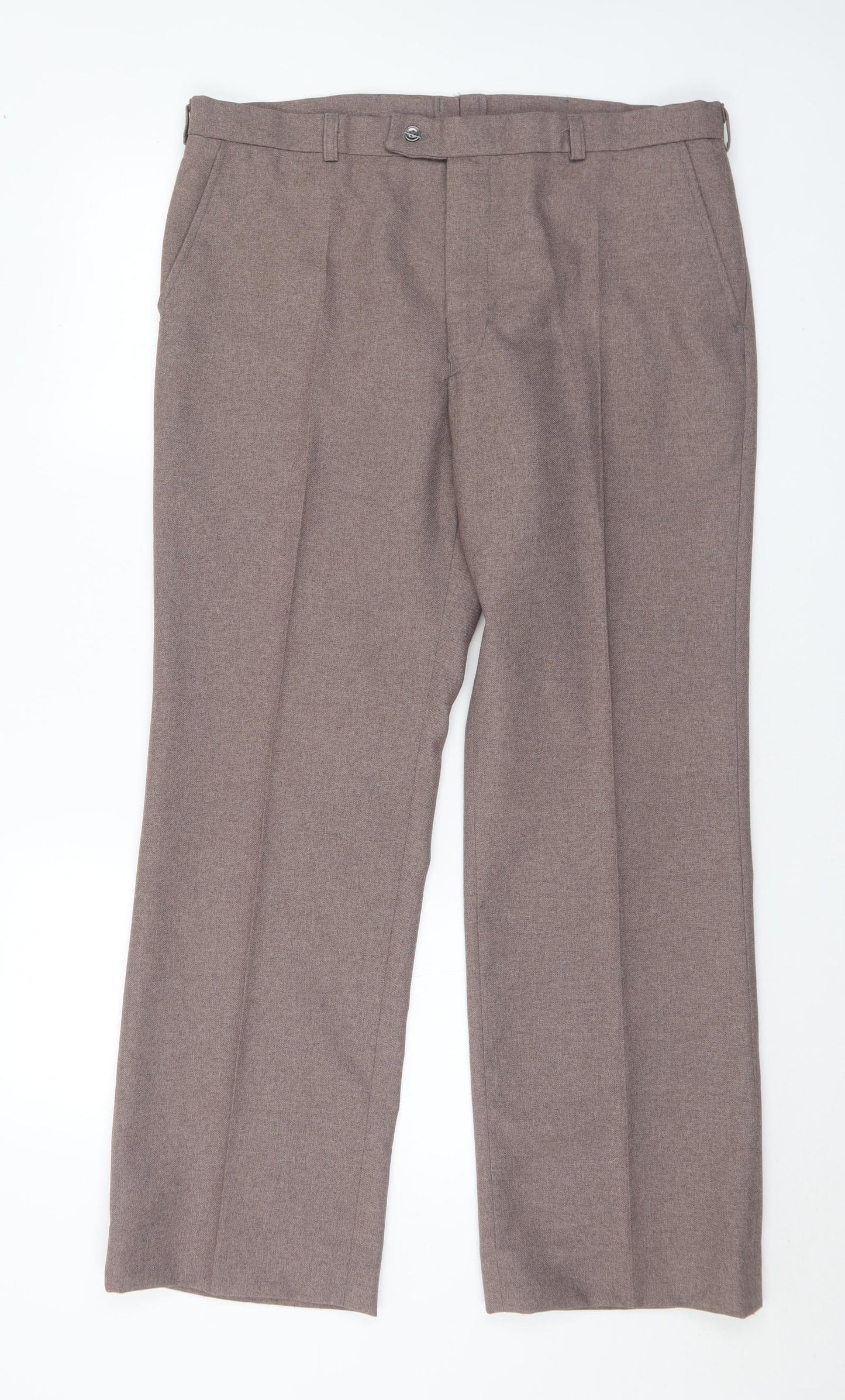 Cavellair Mens Brown Polyester Trousers Size 38 in L29 in Regular