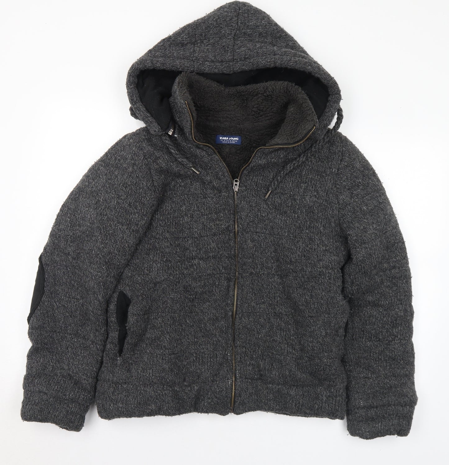 Zara Womens Grey Jacket Coatigan Size M Zip