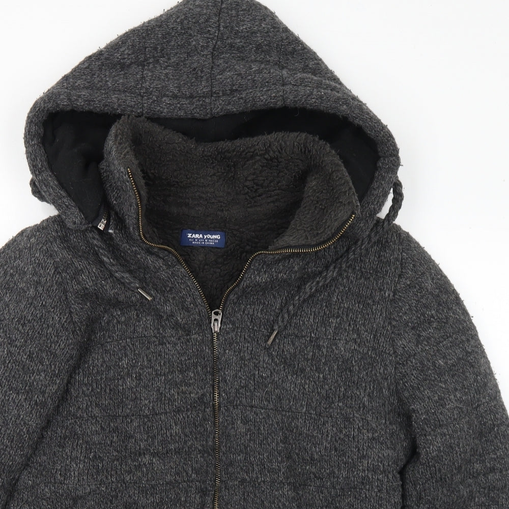 Zara Womens Grey Jacket Coatigan Size M Zip