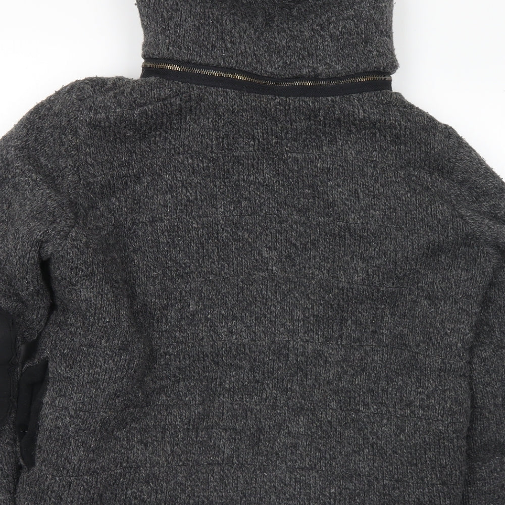 Zara Womens Grey Jacket Coatigan Size M Zip