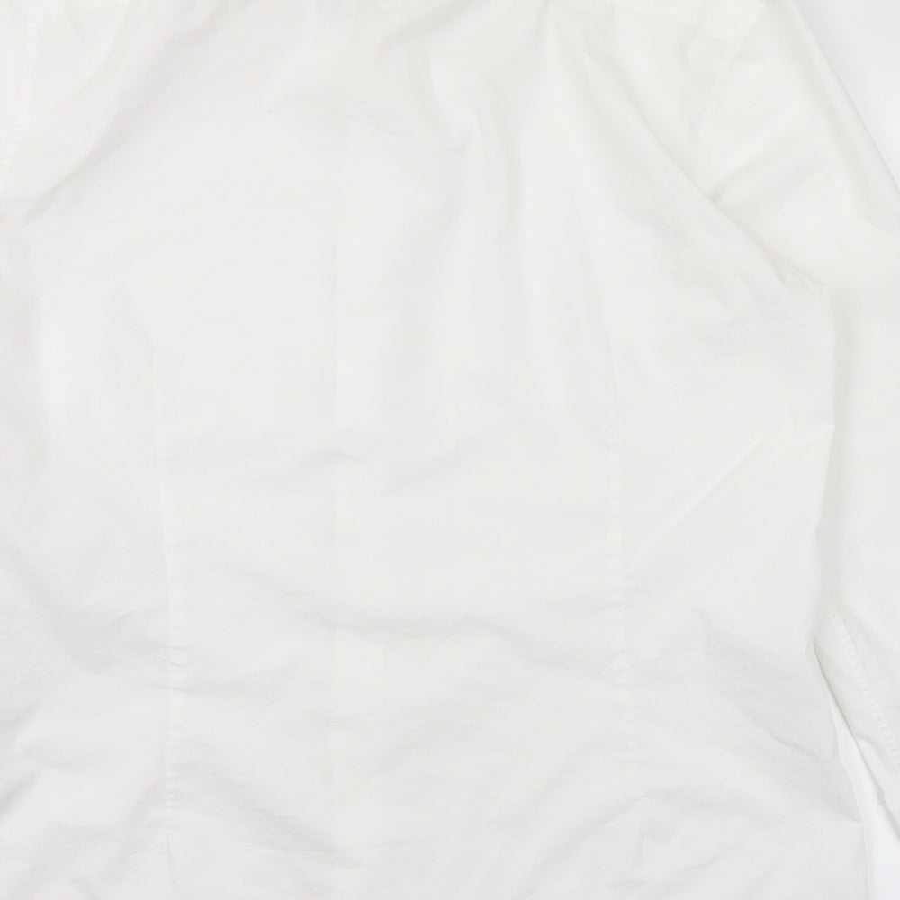 Topman Mens White Cotton Dress Shirt Size L Collared Button