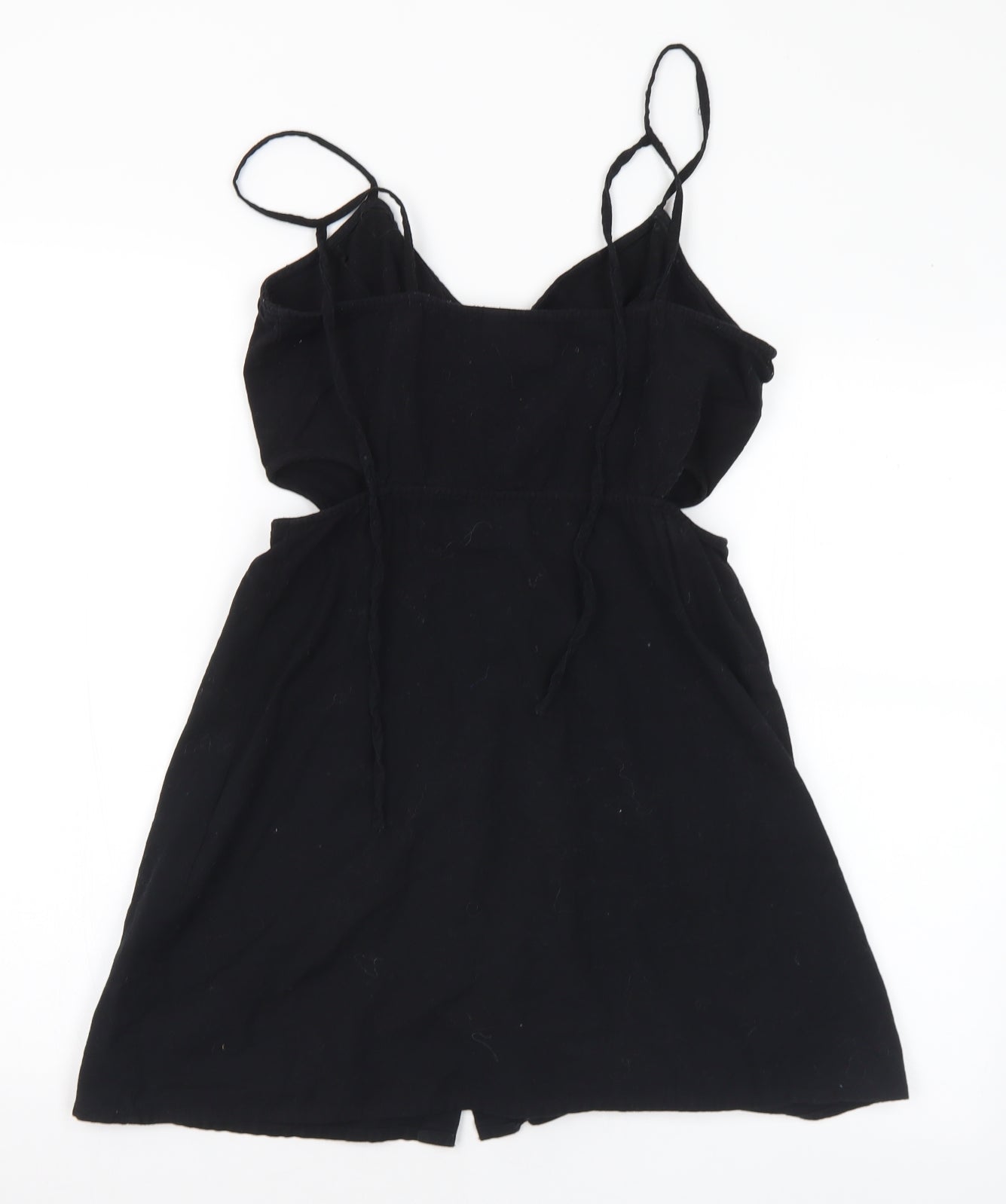 ASOS Womens Black Cotton Tunic Button-Up Size 10 V-Neck